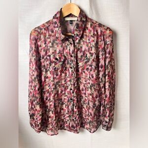 Appleseed's Multicolor Checkered Sheer Blouse - Women’s 6